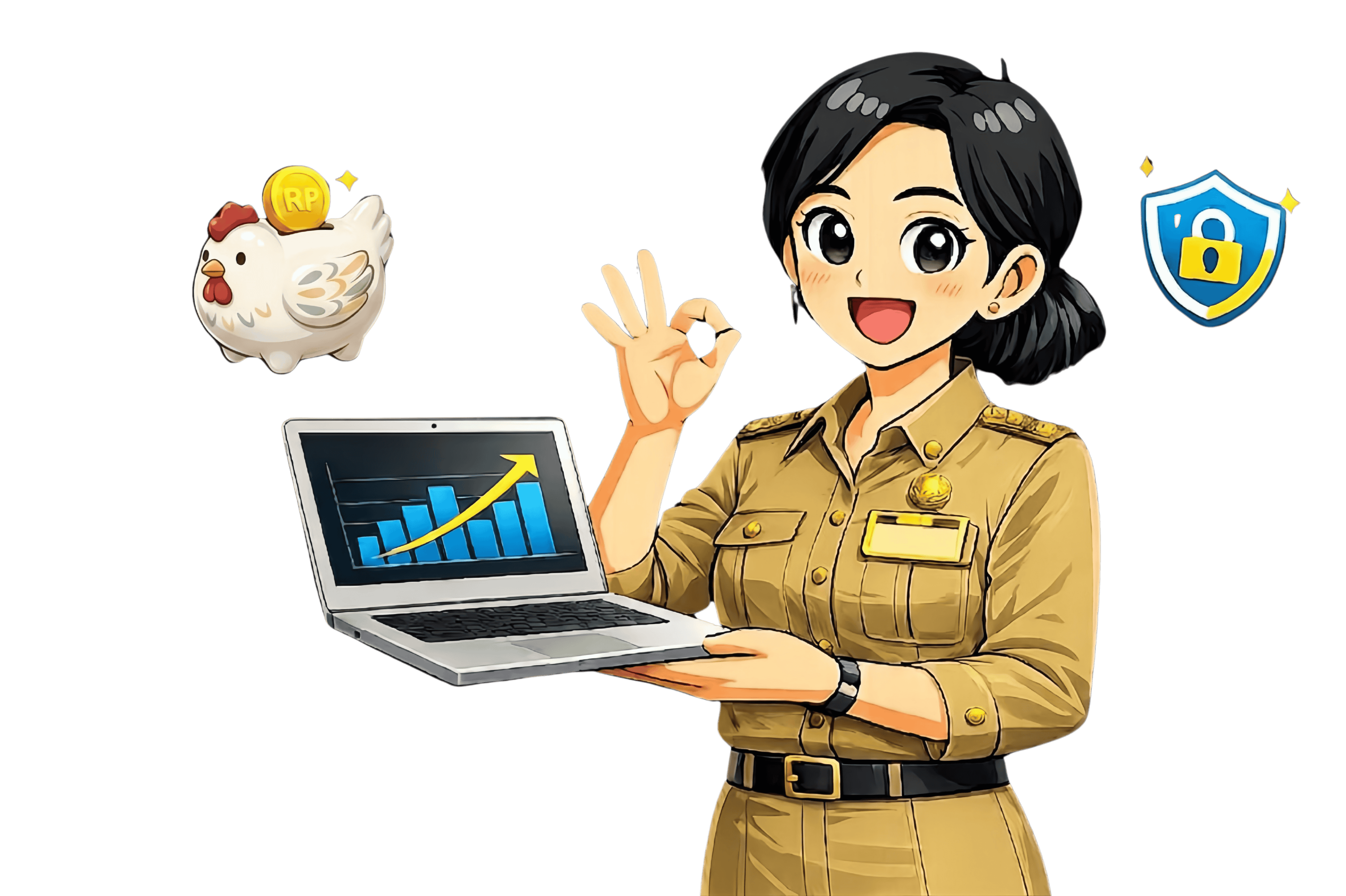Ilustrasi guru memegang laptop